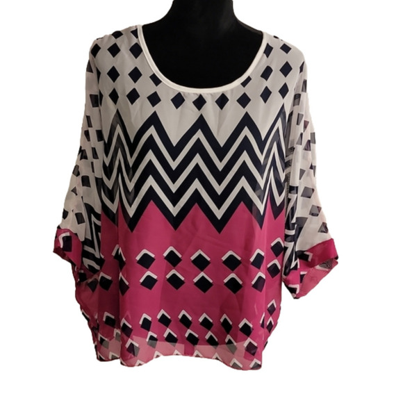 chiffon poncho casual loose blouse with batwing sleeves one size NWOT - Picture 1 of 13